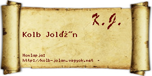 Kolb Jolán névjegykártya
