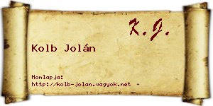 Kolb Jolán névjegykártya